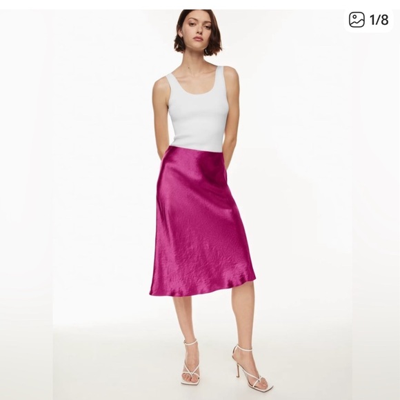 Babaton Dresses & Skirts - Babaton Satin  Midi Slip Skirt Satin Magenta A Line Feminine/ woman’s size 10